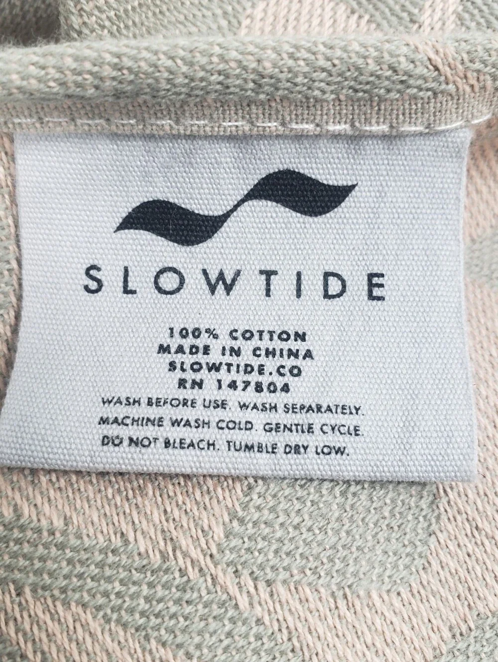 SLOWTIDE Tan & Sage Print w/ Fringe -Table Cloth Yoga Mat Turkish Beach Towel